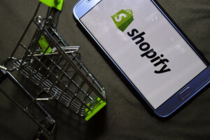 Shopify dev app on Smartphone screen.
