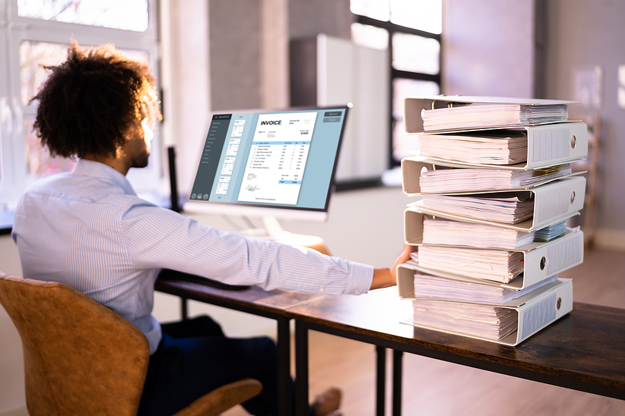 Accountant Using E Invoice Tax Document Software