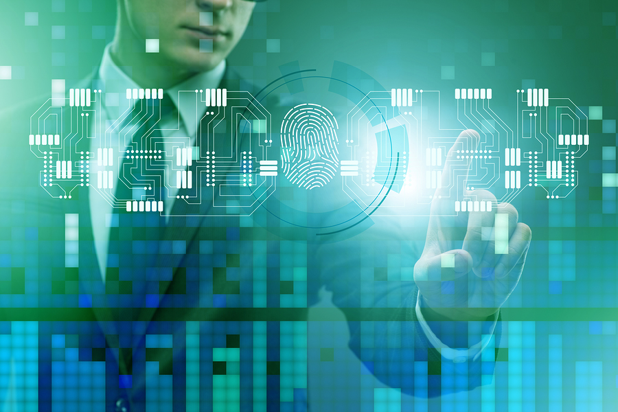 Biometrics security access concept with fingerprint