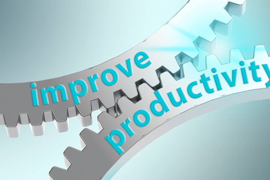 gears with the words "improve productivity"
