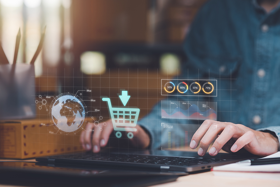 Startup or small business entrepreneur, Check sales and check business growth reports, order management in online stores, shopping on the internet, ERP Ecommerce Integration